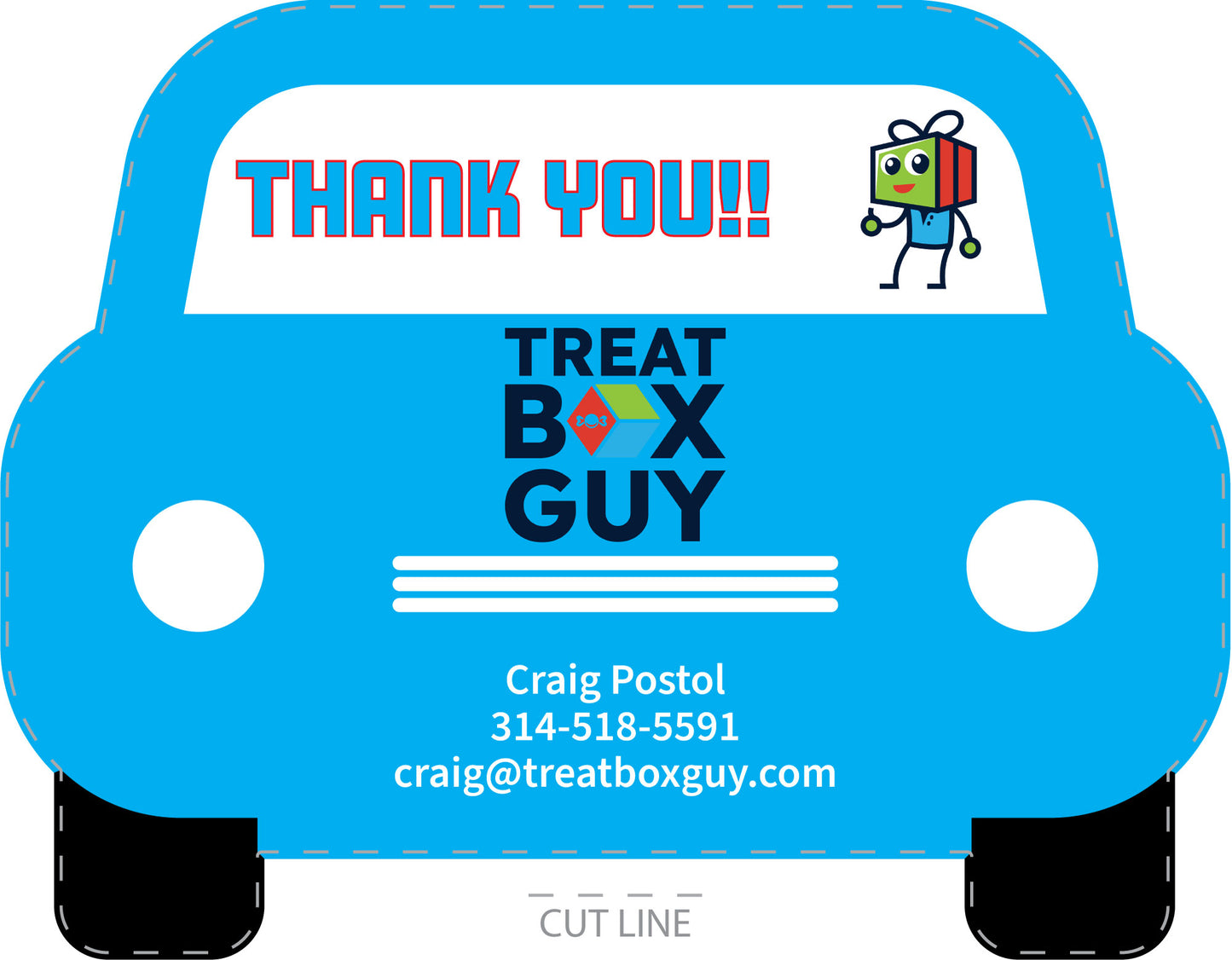 Thank You Cards! Car-shaped